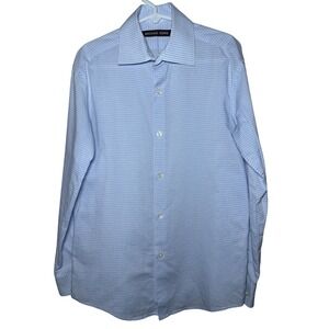 Michael Kors Dress Shirt Boys Size 8 Light Blue Gingham Check